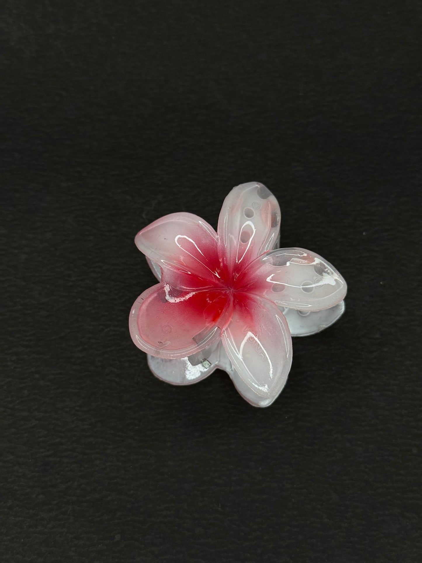 Flower Hair Clip (white & red)