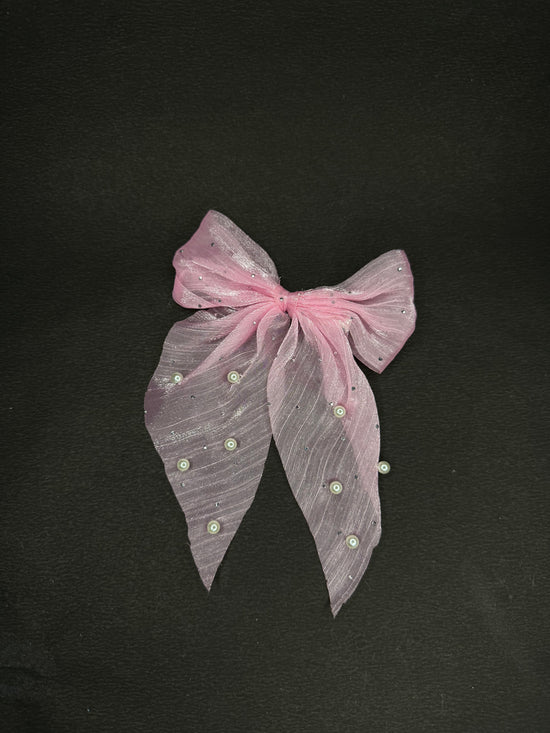 Pearl Organza Bow (light pink color)