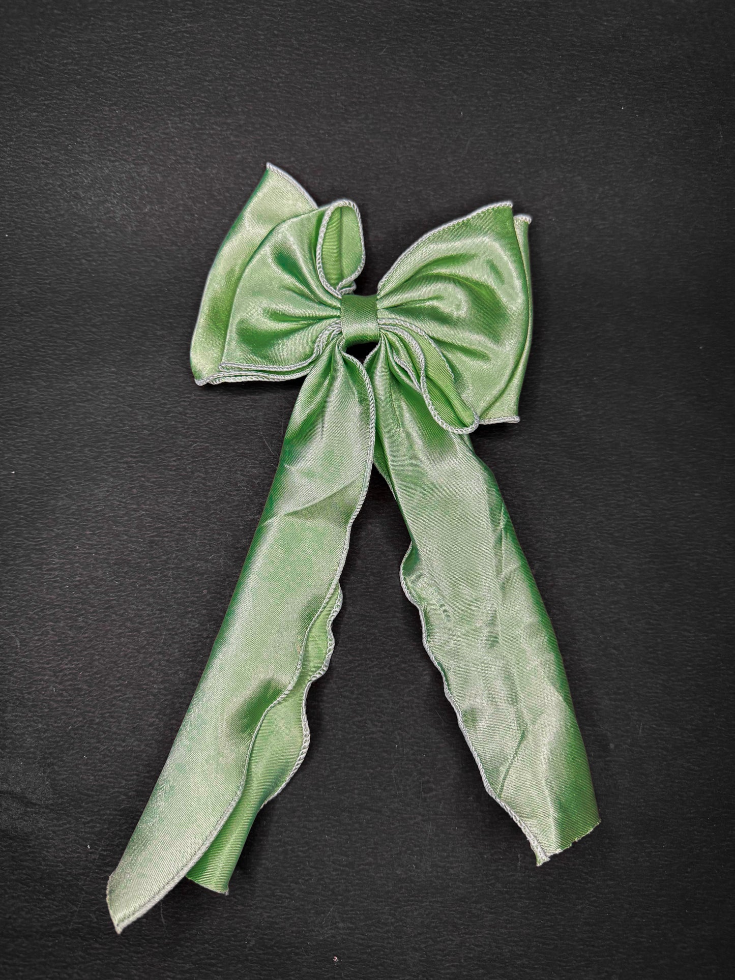 Satin Pigtail Bow 2.0 (light green color)