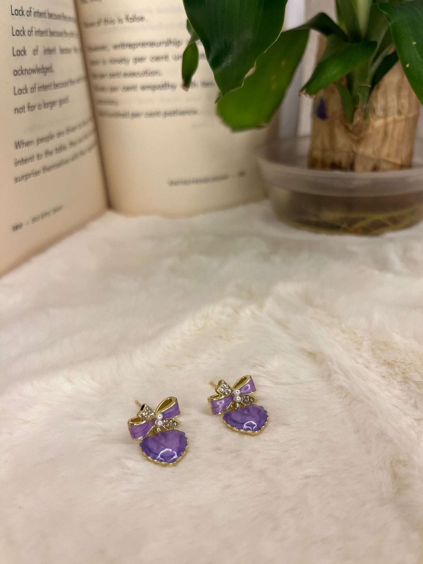 New Bowknot Heart Shaped Purple Colour Earrings For Women And Girls. KB0019