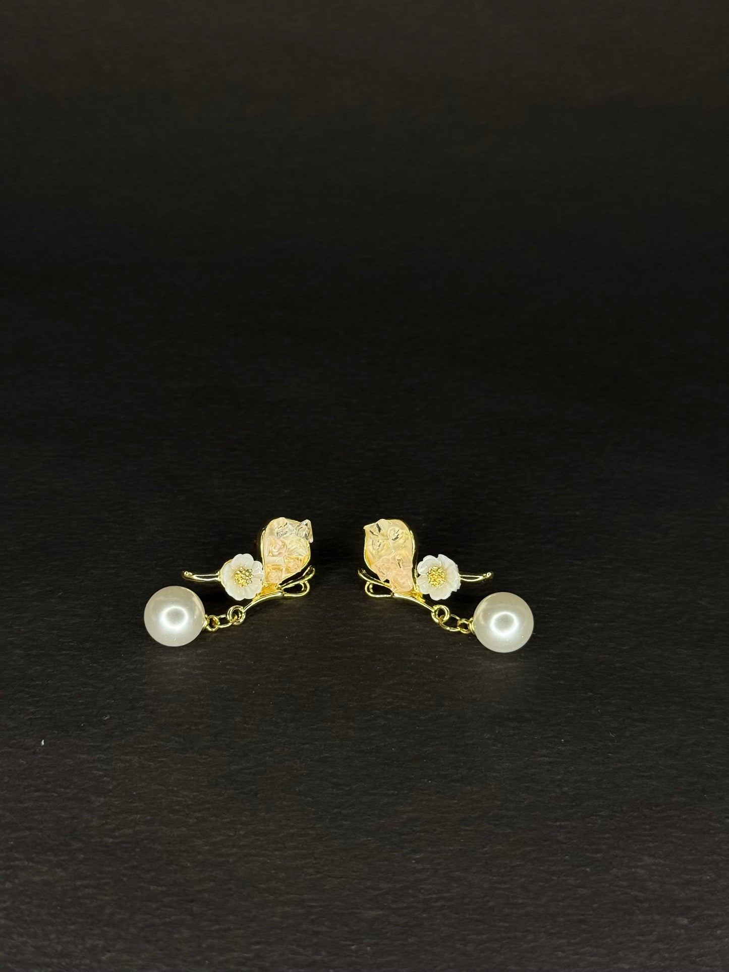 Pearl Blossom Drop Earring (orange) KB0012