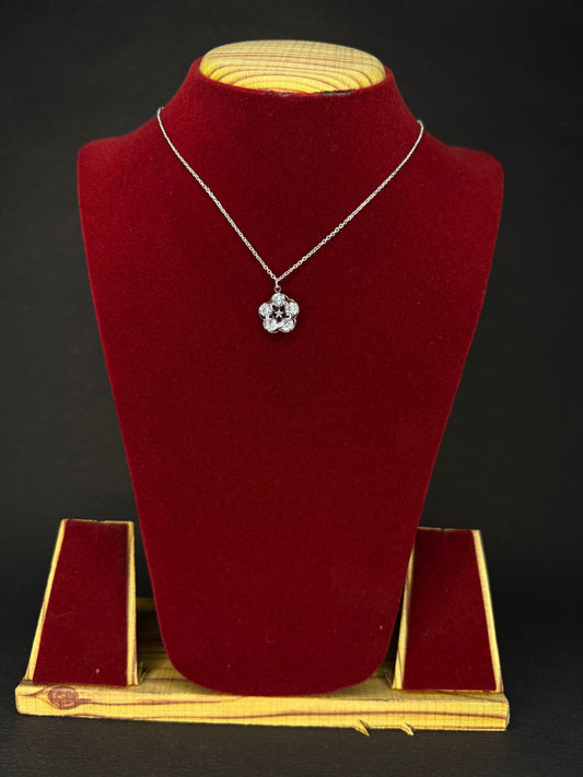 Flower Zirconia diamond pendant with chain KM0021