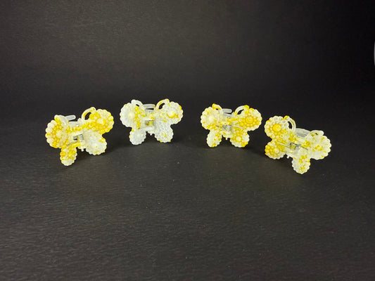 Yellow & White Butterfly Clips