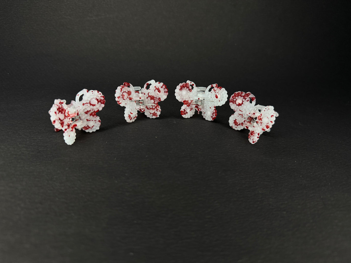 Red & White Butterfly Clips