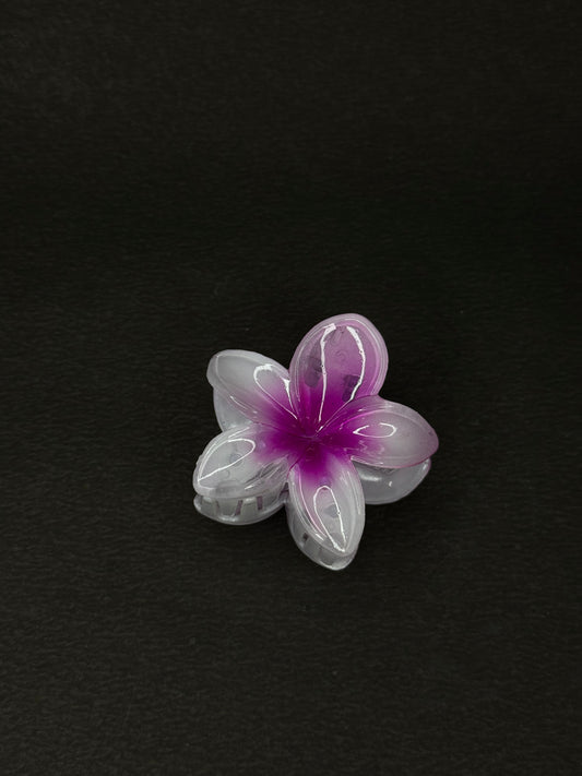 Flower Hair Clip (white & purple)