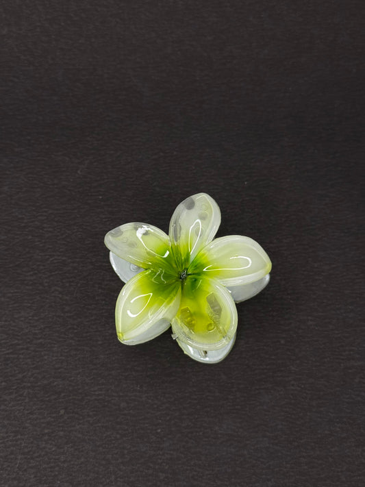 Flower Hair Clip (white & light green)