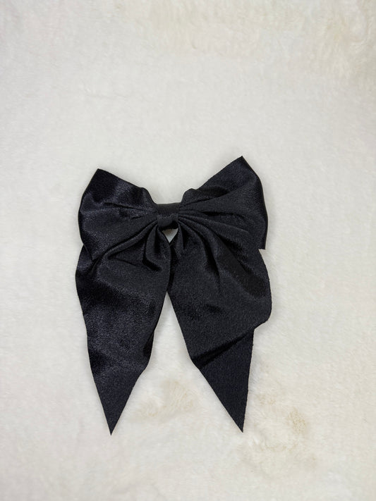 Satin Pigtail Bow (black color)