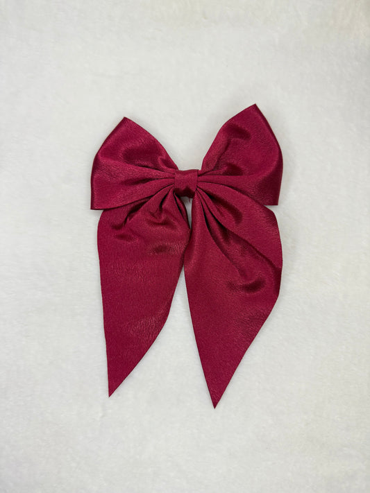 Satin Pigtail Bow (red color)