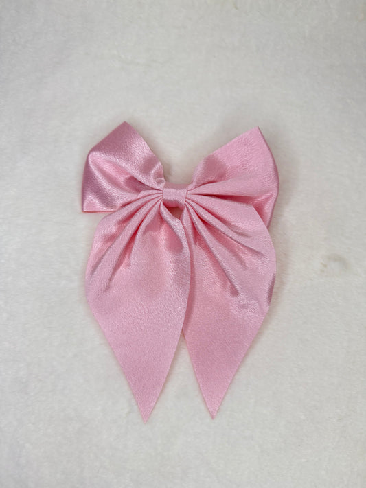 Satin Pigtail Bow (pink color)