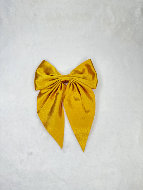 Satin Pigtail Bow (yellow color)