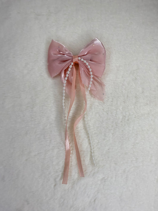 Pearl Embellished Bow (light pink color)