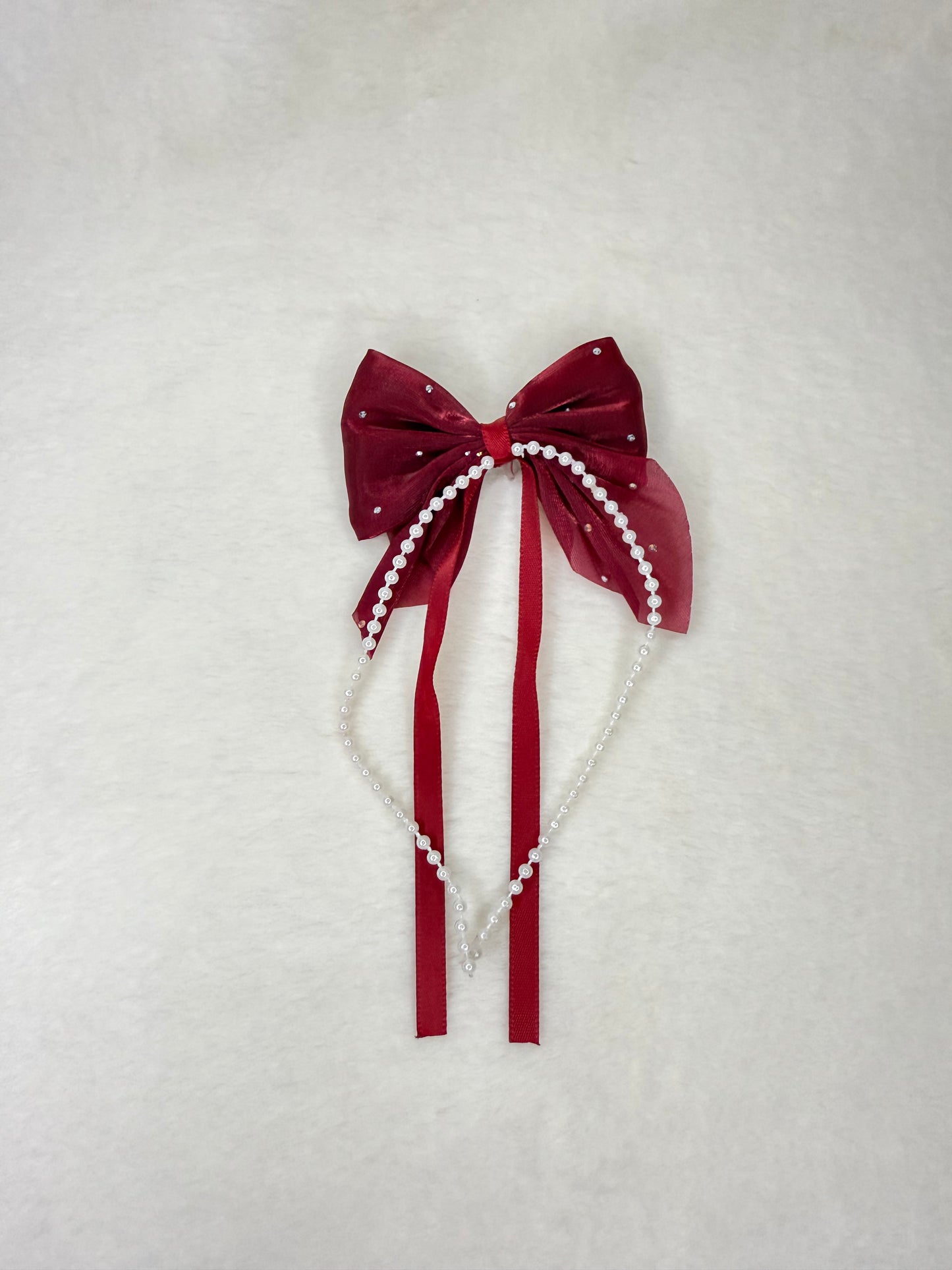 Pearl Embellished Bow (red color)
