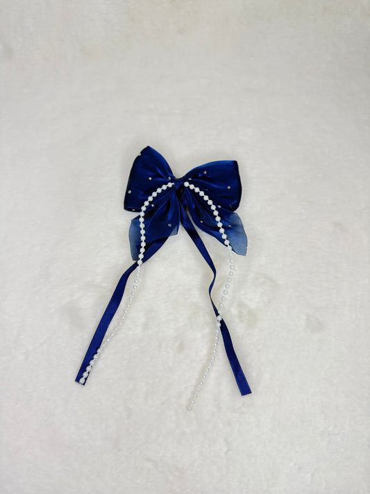 Pearl Embellished Bow (blue color)