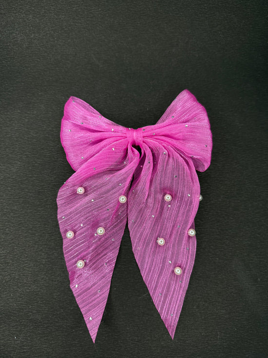 Pearl Organza Bow (pink color)