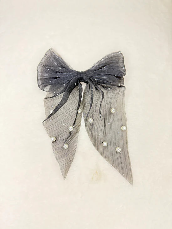 Pearl Organza Bow (black color)