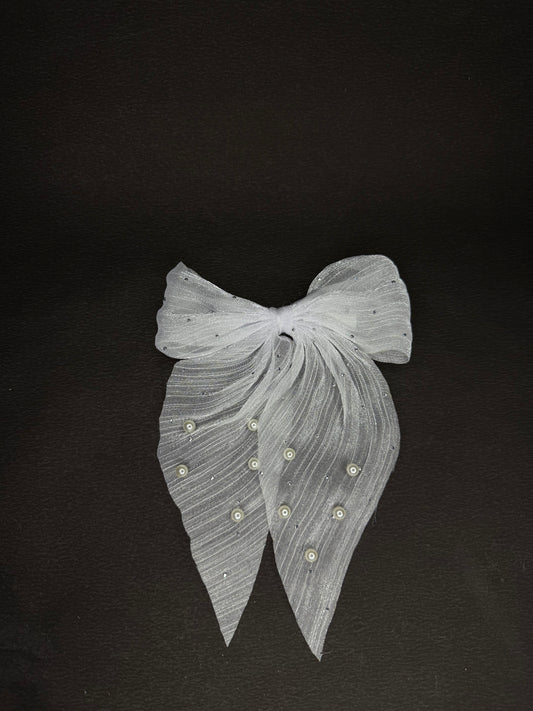 Pearl Organza Bow (white color)