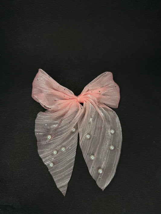 Pearl Organza Bow (orange color)