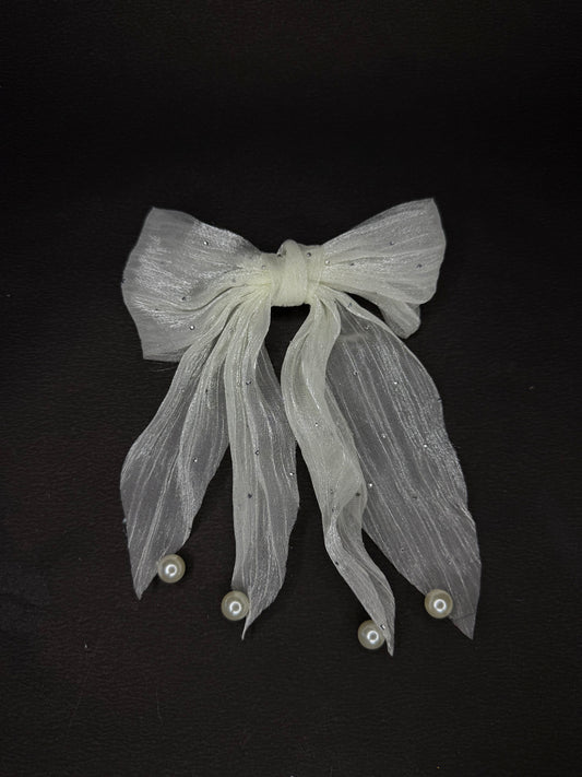 Pearl Organza Bow 2.0 (white color)