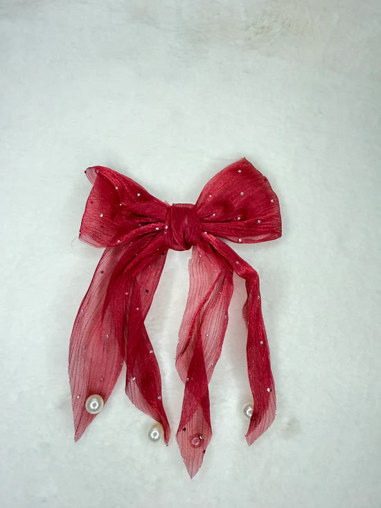 Pearl Organza Bow 2.0 (red color)