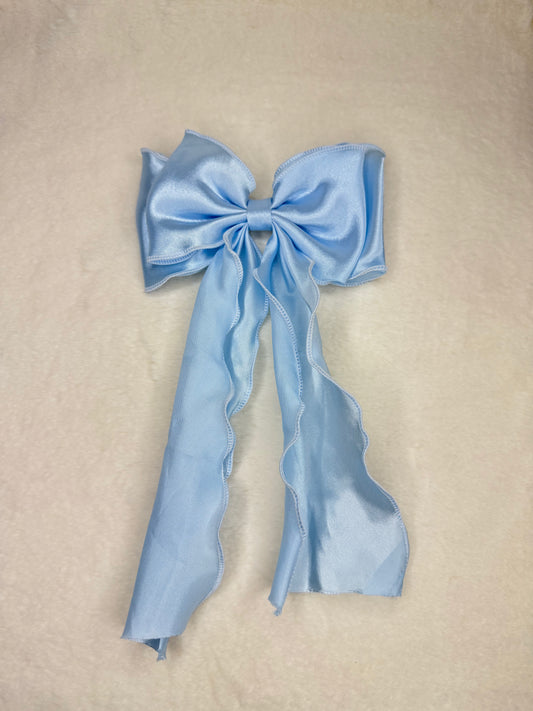 Satin Pigtail Bow 2.0 (blue color)
