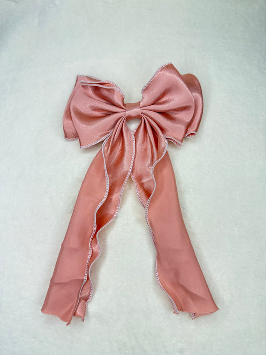 Satin Pigtail Bow 2.0 (light pink color)