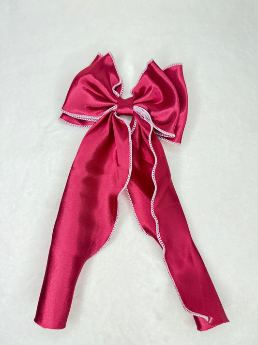Satin Pigtail Bow 2.0 (red color)