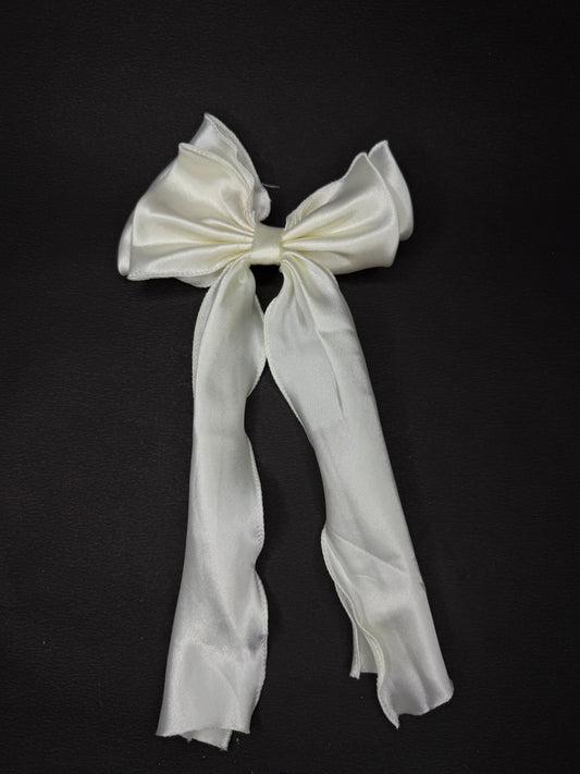 Satin Pigtail Bow 2.0 (white color)