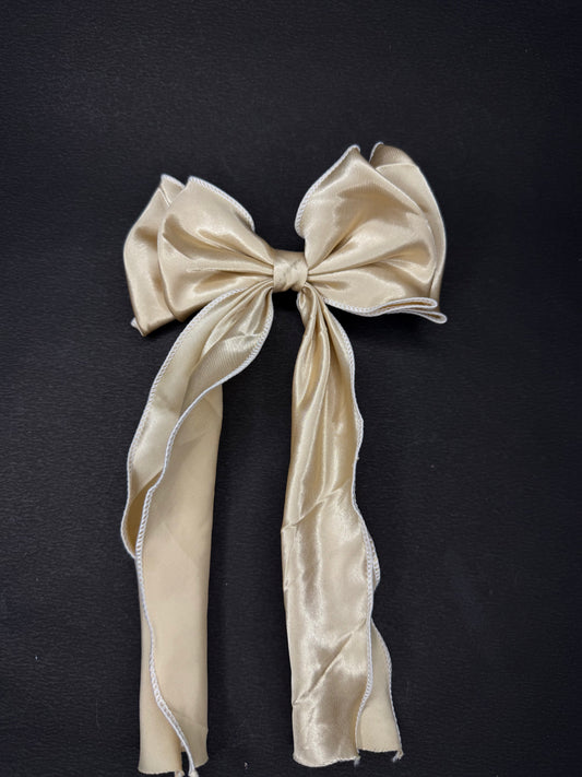 Satin Pigtail Bow 2.0 (beige color)