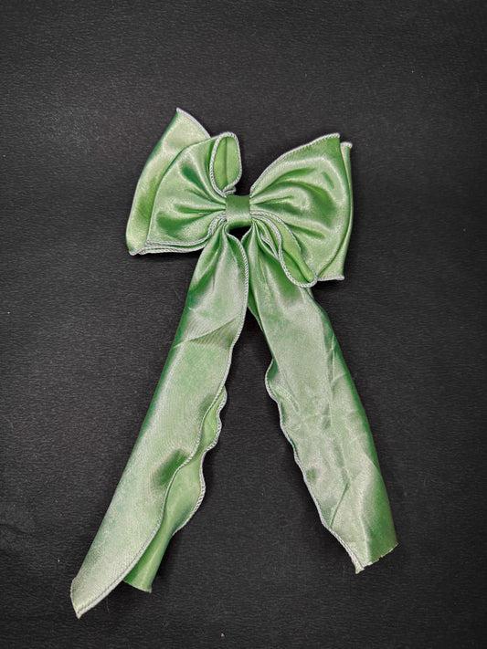 Satin Pigtail Bow 2.0 (light green color)