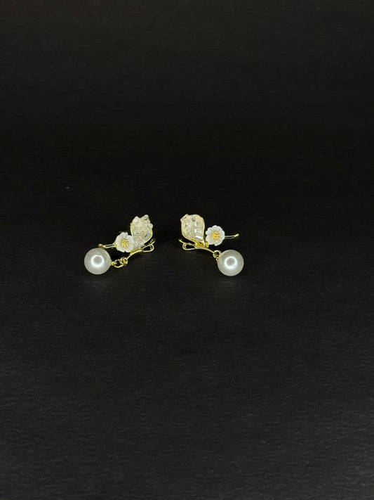 Pearl Blossom Drop Earring (purple) KB0012